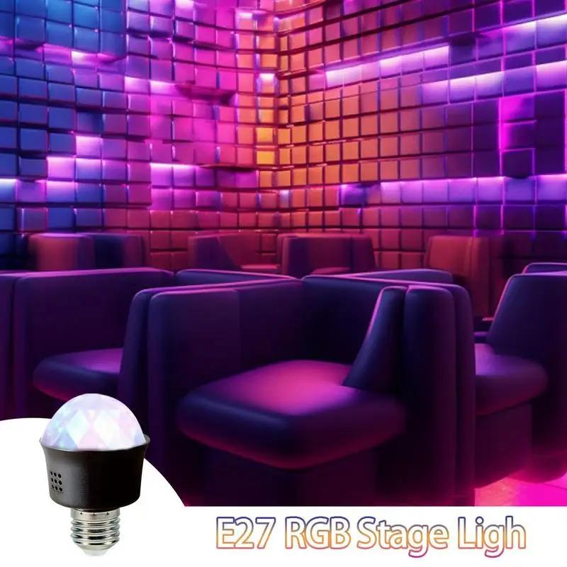  Ƽ E27 äο ڵ ȸ RGB LED   ȿ       Ŭ  DJ AC 85-265V